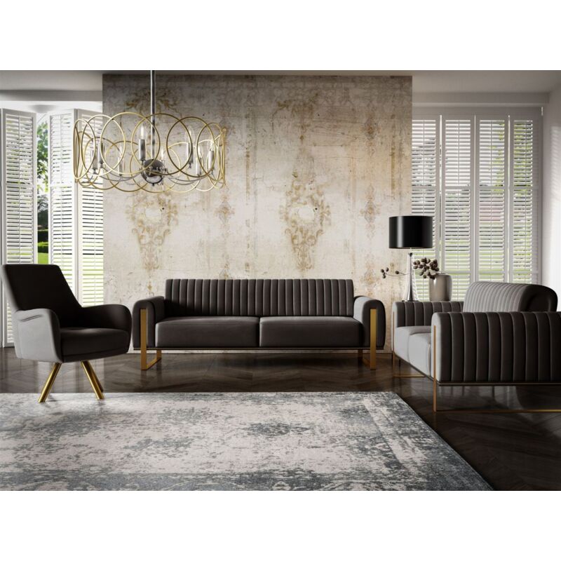 Sofaset Designersofas valerie 3-2-1 in Stoff Stoff Elisa Velvet Schwarz