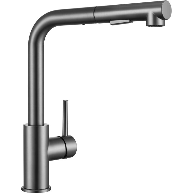 Küchenarmatur Ausziehbarer Wasserhahn – 2 Strahlarten, 360° drehbar Hochdruck Mischbatterie Küche, Dunkelgrau