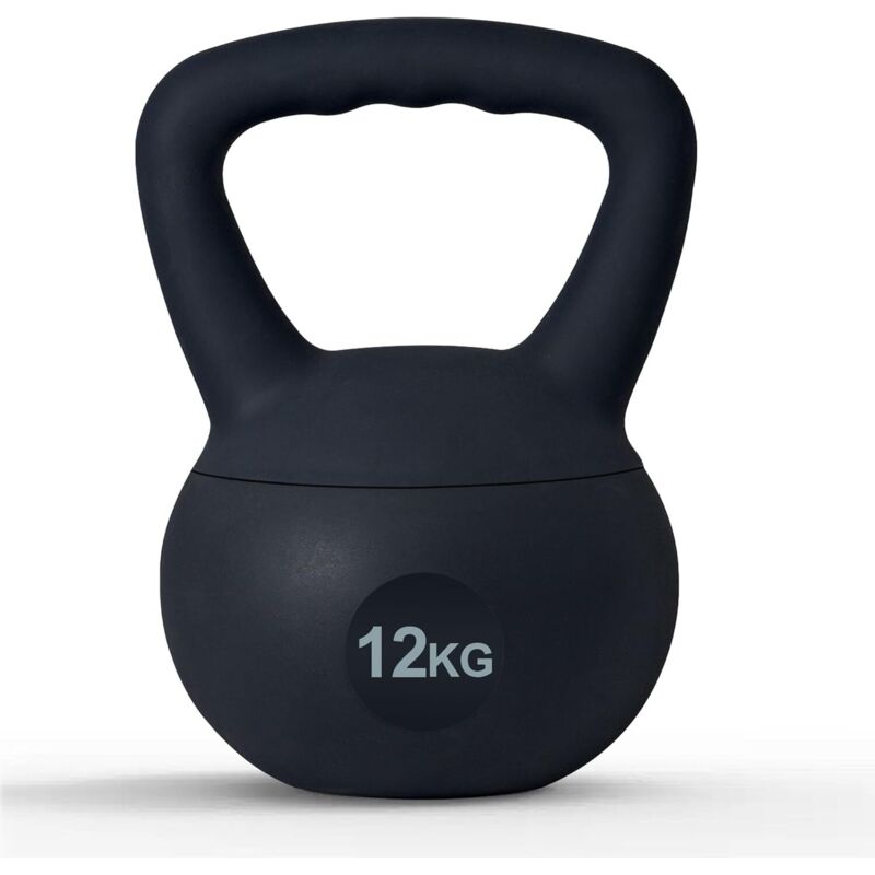SOGES Kettlebells Kugelhantel Soft 12kg Professional Kugelhantel Leise Weiche Kettlebell Fitness Hantel für Heimattraining Gym Krafttraining,Schwarz