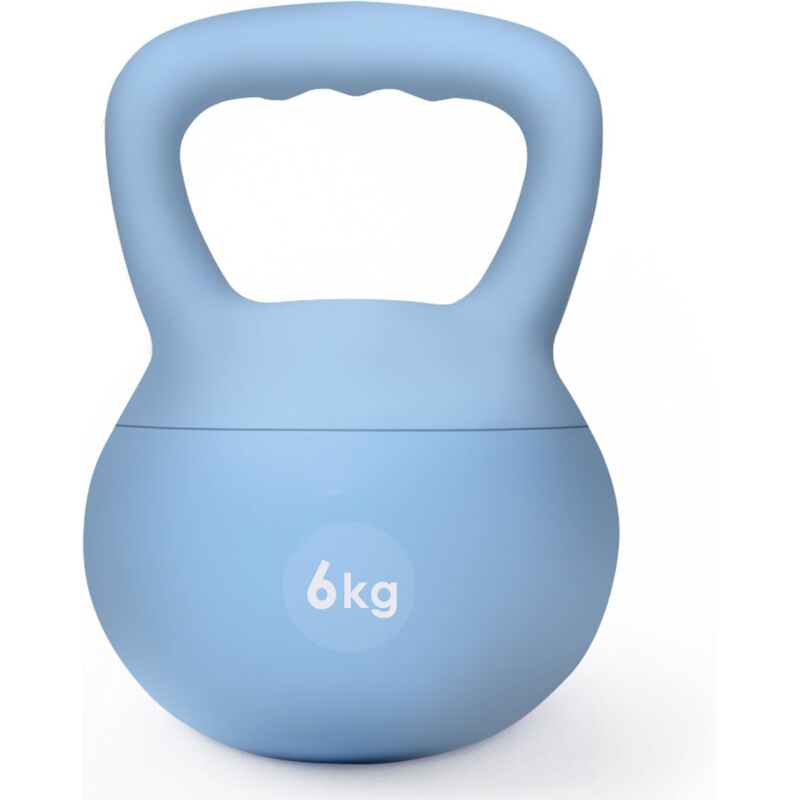 SOGES Kettlebells Kugelhantel Soft 6kg Professional Kugelhantel Leise Weiche Kettlebell Fitness Hantel für Heimattraining Gym Krafttraining,Himmelblau