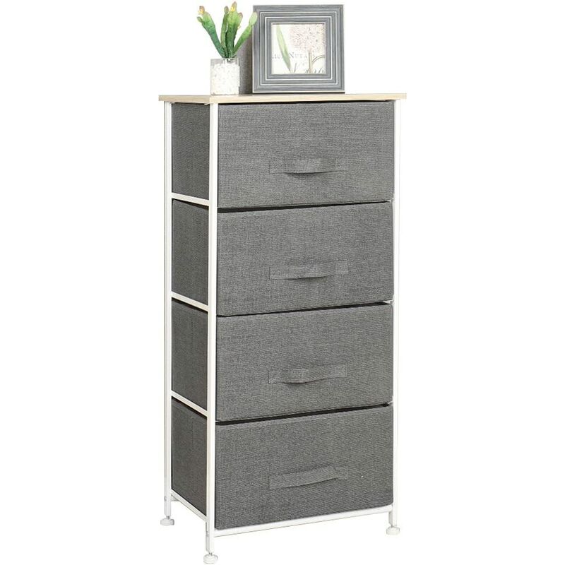 Soges Kommode mit 4 Schubladen Ordnungsmöbel Aufbewahrungskommode Textil für Schlafzimmer Wohnzimmer oder kleine Kommode