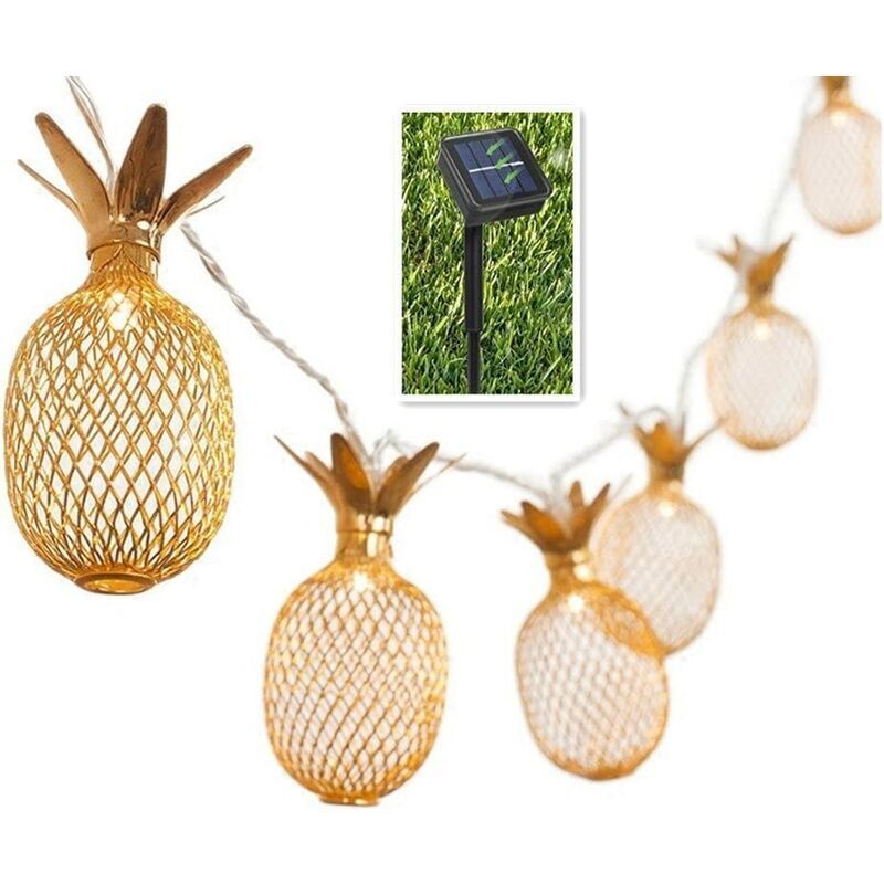 Solar-Ananas-Lichterkette, 4,5 m, 20 LEDs, solarbetrieben, wasserdicht, zum Aufhängen, Lichterkette für den Außenbereich, Garten, Terrasse,