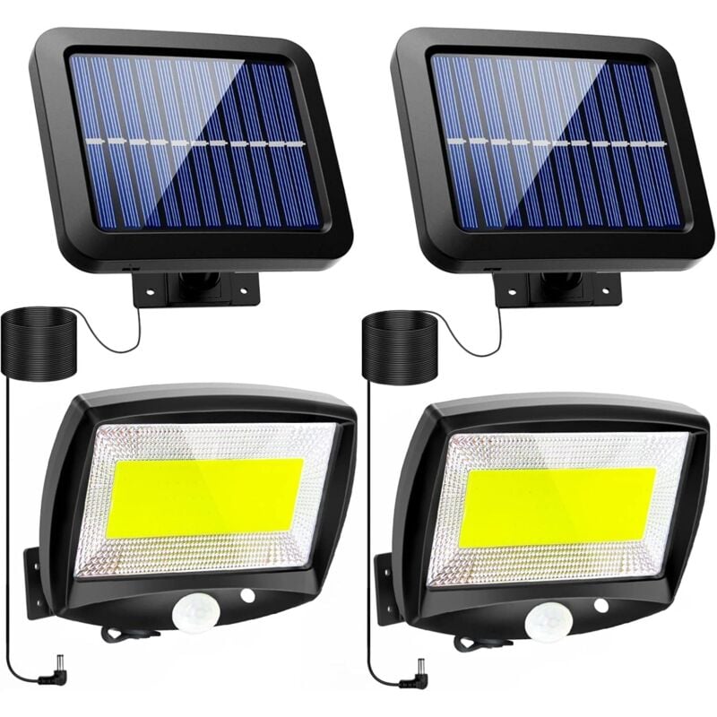 Solar Außenbeleuchtung, Solar Außenlampe mit Bewegungsmelder Garten LED Solar Außenleuchte mit Detektor Kabellos Wasserdicht Strahler IP65 mit 3 Modi