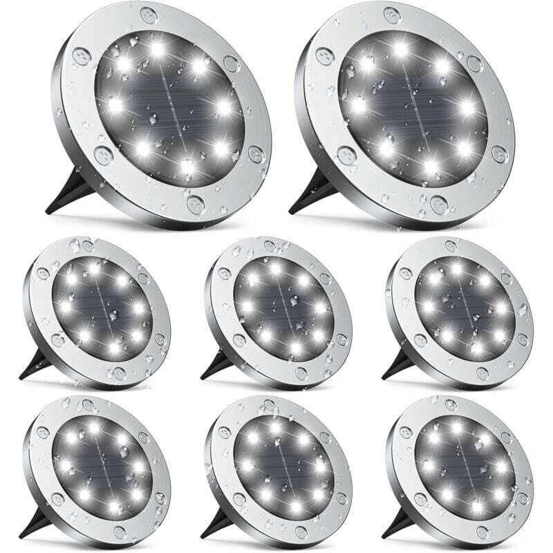 Solar Außenlampe, 8-teiliges Solar Außenlicht, 8LED Outdoor Garten Solarlampe, IP65 wasserdichter Outdoor Solarstrahler, Dekorative Outdoor