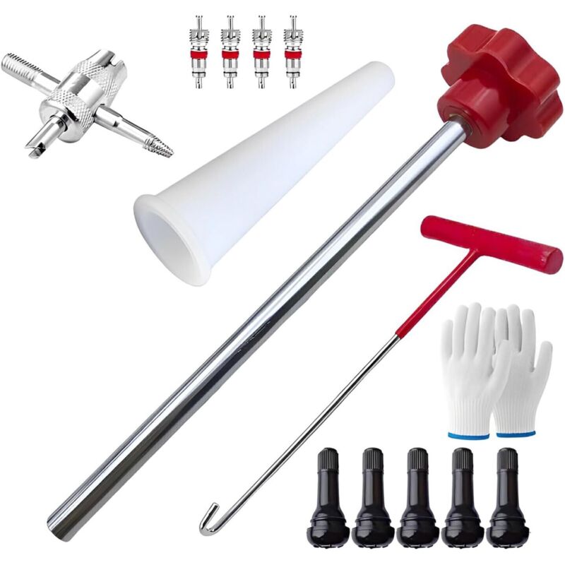 Werkzeugset zum Austausch von Reifenventilen, Reifenventil-Werkzeugsets, Reifenventileinsätze, Werkzeugset zum Austausch von TR413-Ventilen, 13-teilig