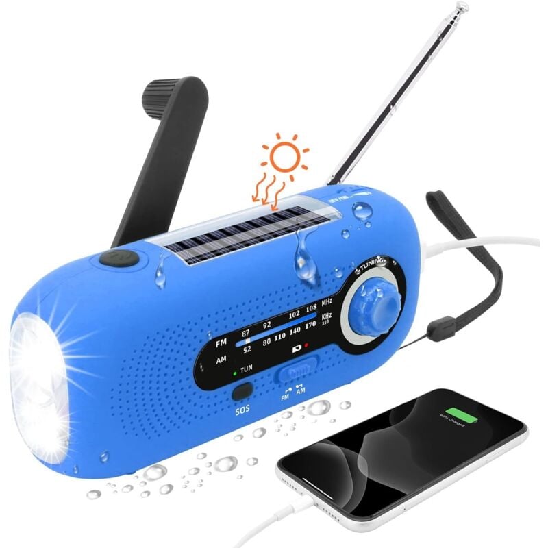 Solar-Dynamo-Radio, Solarradio mit SOS-Alarm für den Notfall, kleines Radio, wasserdichtes IPX3-Radio, AM/FM-Handkurbelradio, Taschenlampe,