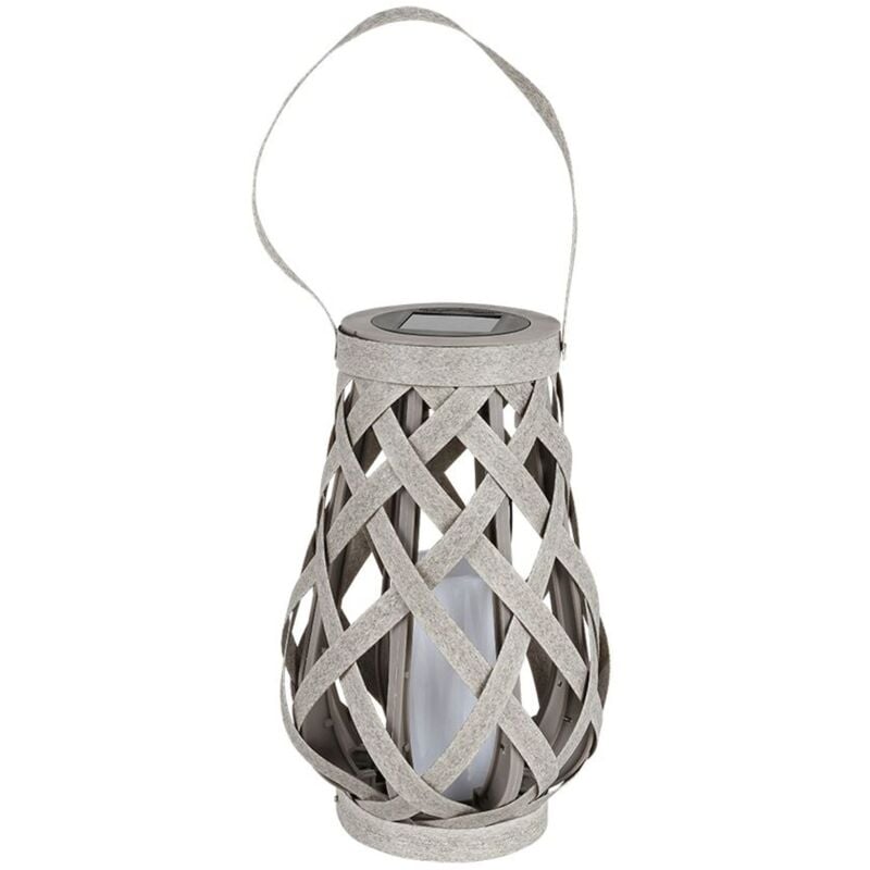 Buri - Solar Gartenlaterne Rattanoptik Flackerkerze Gartenleuchte Gartendeko Solarlampe