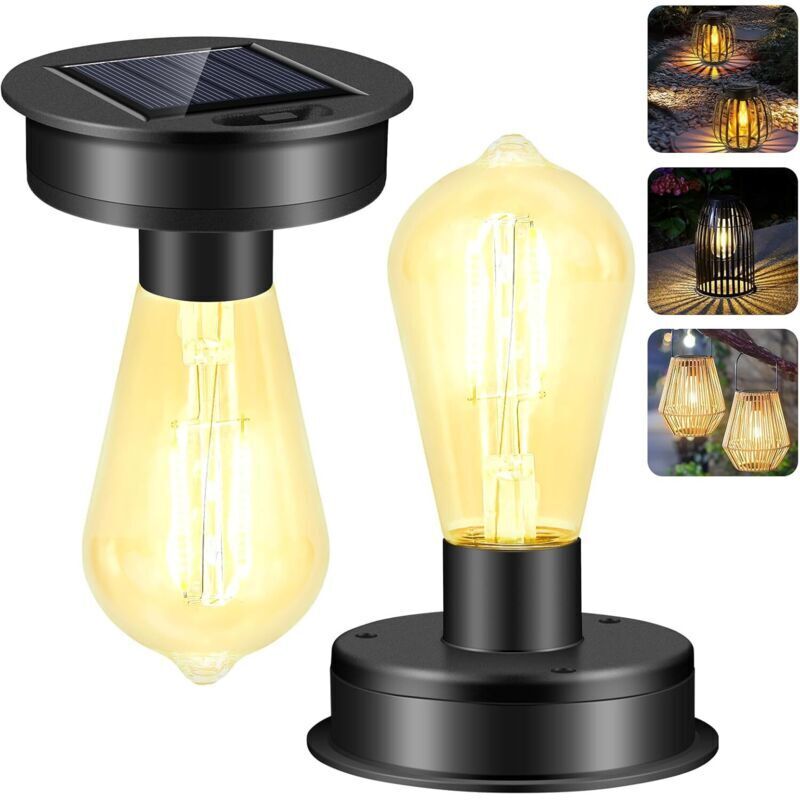 Solar-Gartenleuchte für den Außenbereich, 2er-Pack Ersatz-Solar-Gartenleuchte mit heller LED-Lampe, Solar-Laternenabdeckung