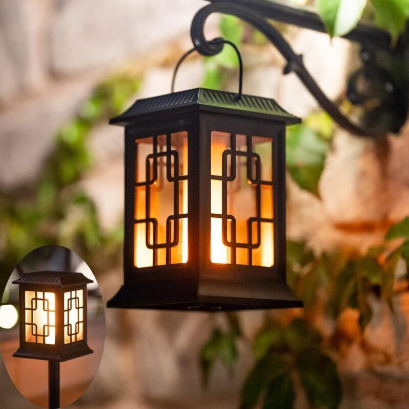 Solar-Gartenleuchte, Solar-Gartenlaterne mit zwei Betriebsmodi: Blinkend/Warmlicht, Solar-Gartenfackel für die Gartendekoration