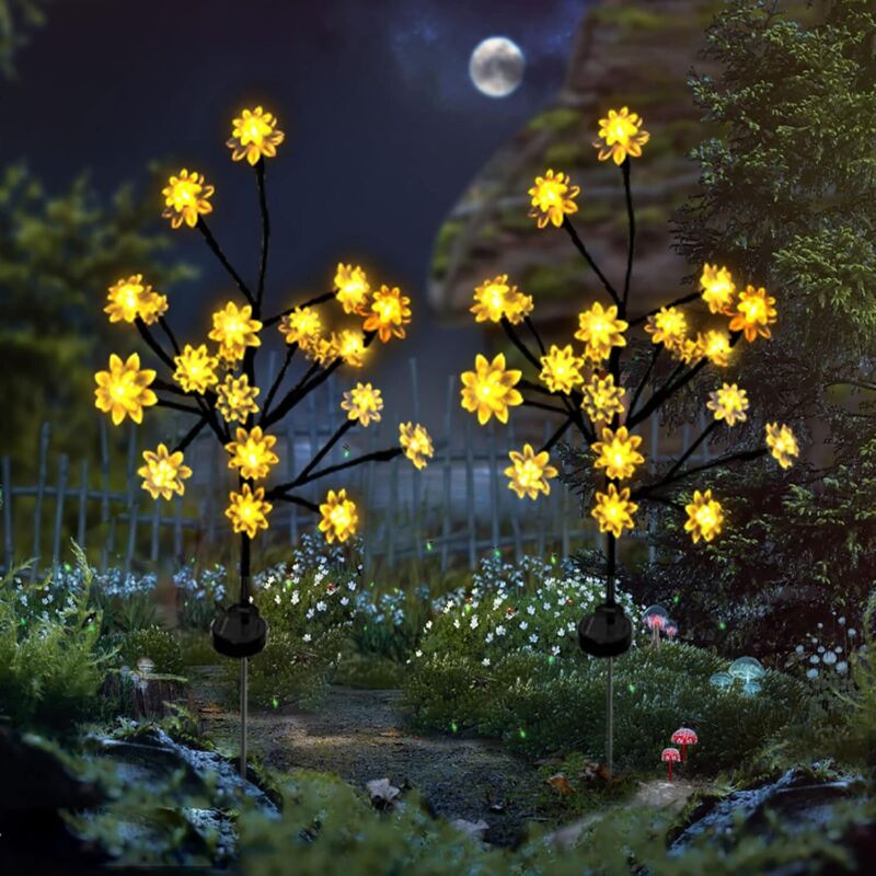 Solar-Gartenleuchten, 2 Stück, Lotus-Solarlicht, LED-Weihnachtsbeleuchtung für den Außenbereich, dekorative Solar-Landschaftslampe, für Auffahrt,