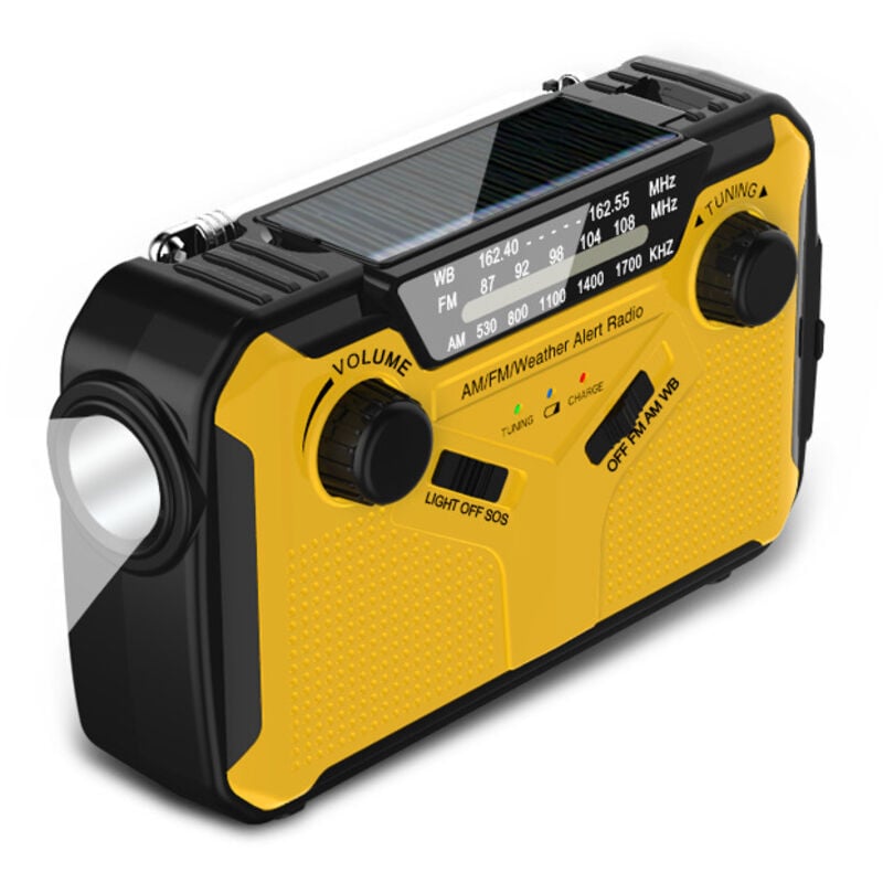 Solar-Handkurbelradio, Dynamo-AM/FM-Radio, batteriebetriebenes Survival-Radio mit 3000-mAh-Akku, tragbares wiederaufladbares Radio,