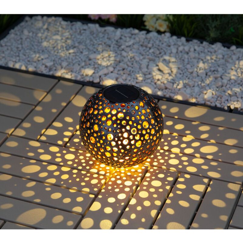 Solar Kugelleuchte Metalloptik 20cm Gartenleuchte Tischleuchte Gartendeko Gartenlampe Kugellampe Solarkugel Außenleuchte Outdoor