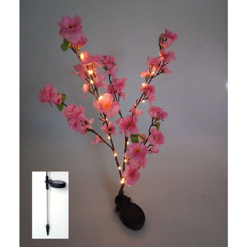 Buri - Solar led Blütenstrauch rosa 90cm Gartenstecker Lichterstrauch Zweige Gartendeko