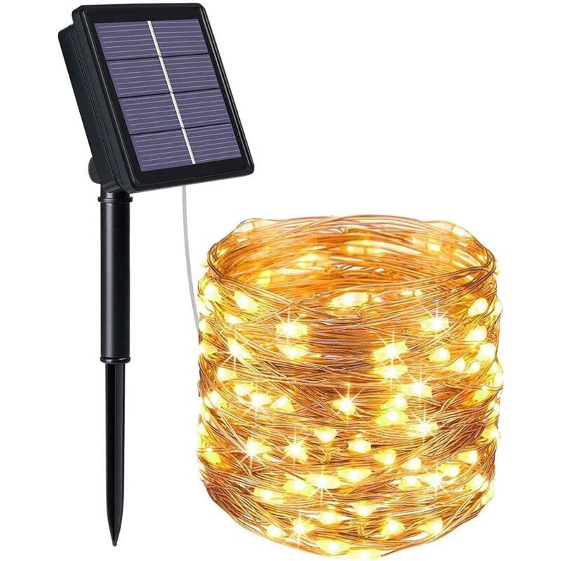 WAY - Solar-Lichterkette, 1 Set mit 200 LEDs, wasserdicht, Solar-Lichterkette, 8 Funktionen, 22 m