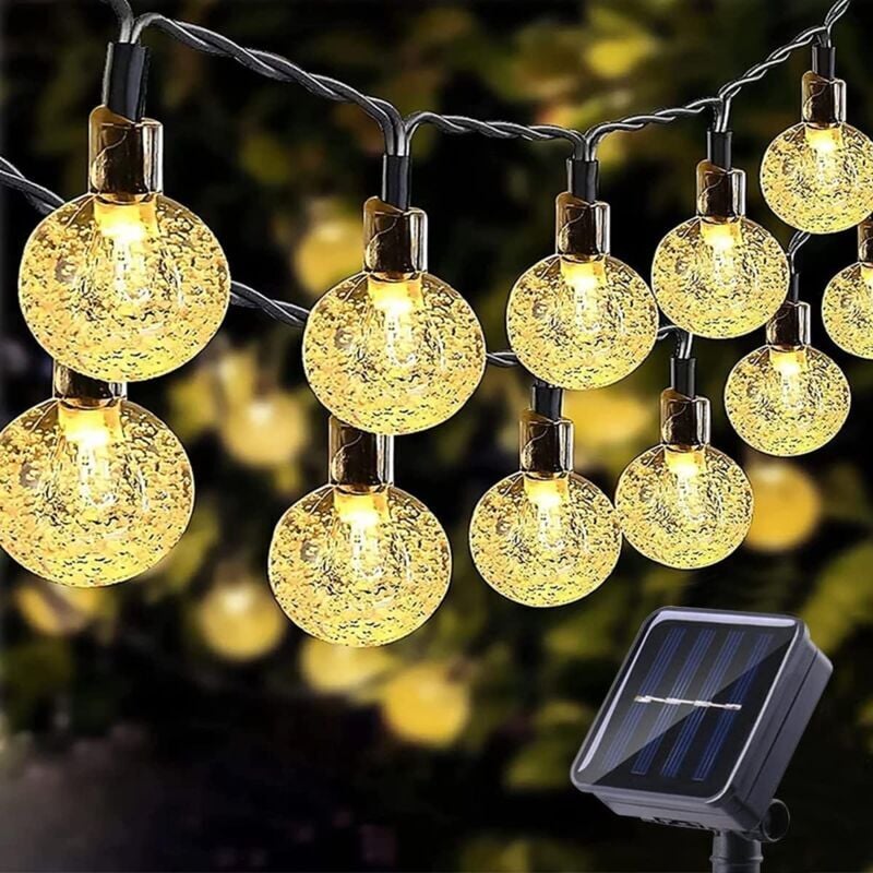 Solar-Lichterkette, 11 m, 60 LEDs, Solar-Lichterkette für den Außenbereich, Warmweiß, 8 Modi für Garten, Weihnachten, Hochzeiten, Partys