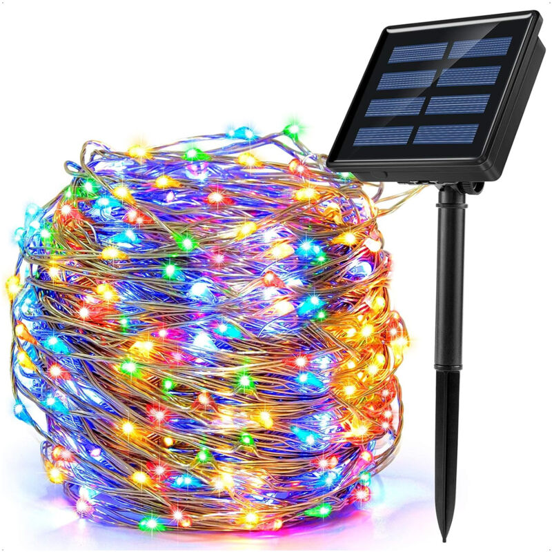 Solar-Lichterkette, 22 Meter lange, mehrfarbige, multifunktionale LED-Solar-Lichterkette, Solar-Lichterkette für den Außenbereich, Solarlampe