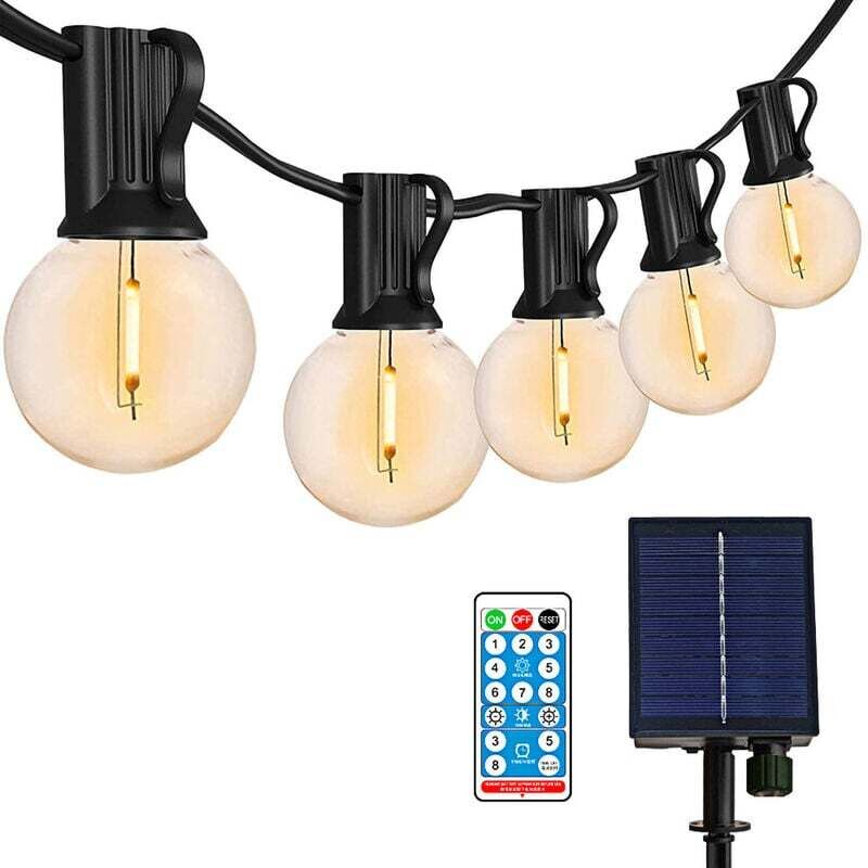 Solar-Lichterkette, 8,8 m, 12 Glühbirnen, G40-Glühfaden-Imitation – Weihnachtsdekoration für Höfe, Gärten, Häuser, DEBUNS