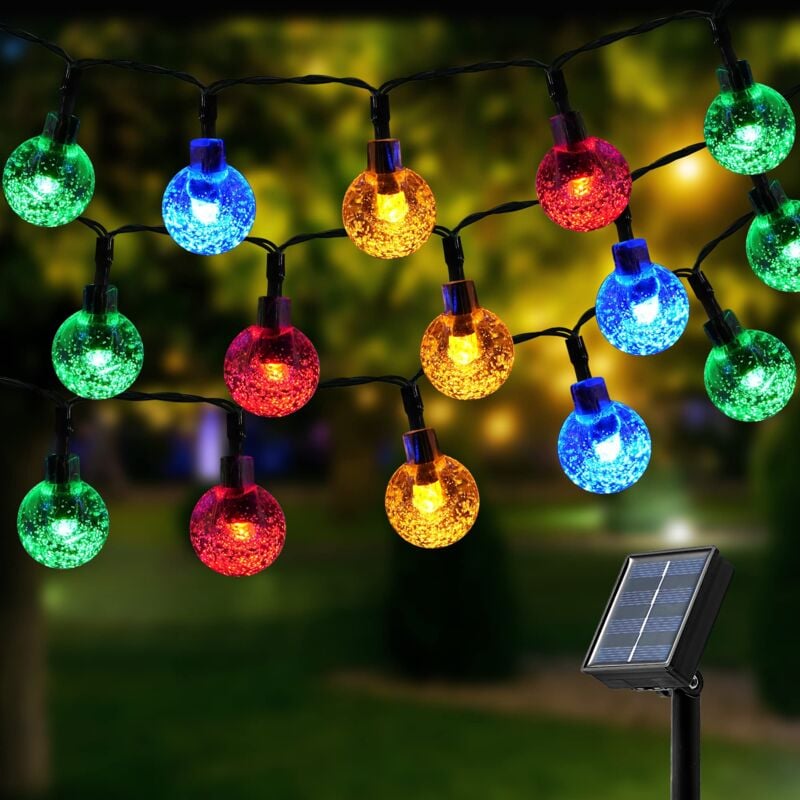 Solar-Lichterkette für den Außenbereich – 12 m, 100 LEDs, Solar-Lichterkette, 8 Modi, Solar-Lichterkette für Garten, Weihnachten, Party (mehrfarbig)