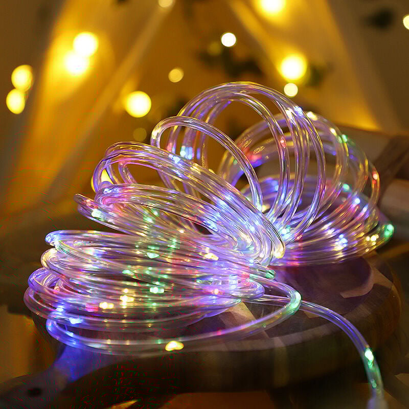 Solar-Lichterkette für den Außenbereich, 12 m, 100 LEDs, Solar-Lichtröhre, wasserdichte Solar-Lichterkette, automatisches Ein-/Ausschalten,