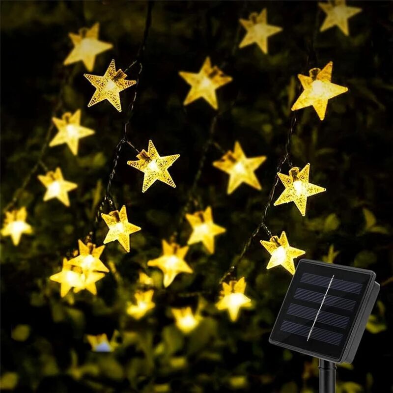 Solar-Lichterkette für den Außenbereich, 30 LEDs, Stern-Solar-Lichterkette, 8 Modi, wasserdichte Außendekoration für Garten, Terrasse, Ramadan,