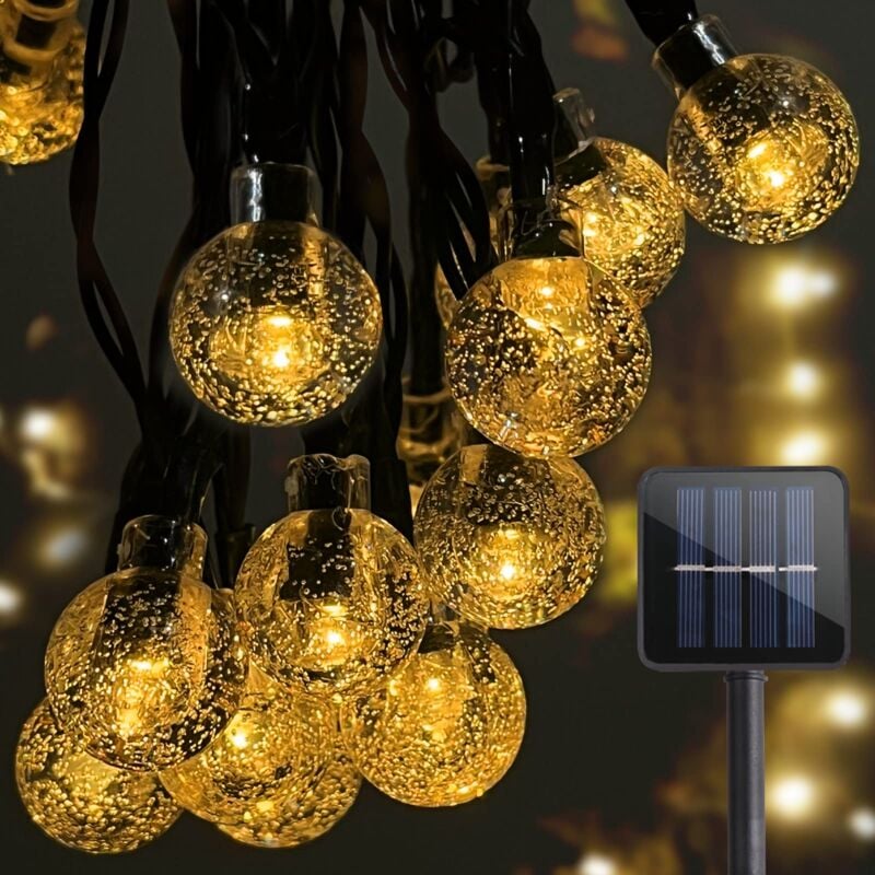 Solar-Lichterkette für den Außenbereich, 7 m, 50 LEDs, Solar-Lichterkette für den Außenbereich, wasserdicht, IP55, 8 Modi, Solar-Lichterkette für