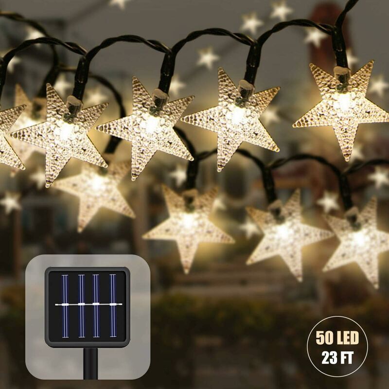 Solar-Lichterkette für den Außenbereich, 7 m, 50 LEDs, wasserdicht, Stern-Solarlampe, Weihnachtsdekoration für Partys, Hochzeiten, Gärten, Geschäfte,