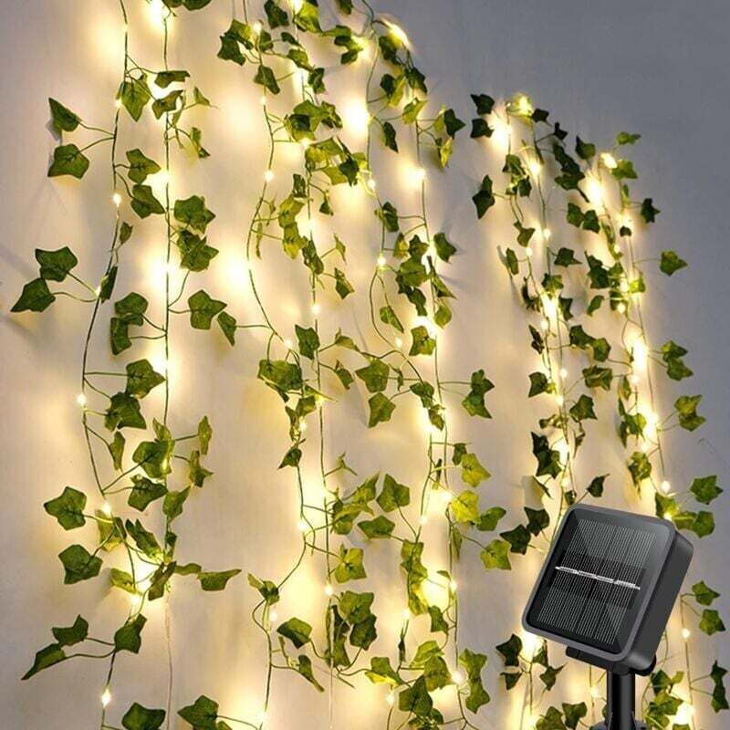 Solar-Lichterkette für den Außenbereich, künstliche Efeu-Solar-Lichterkette, 10 m, 100 LEDs, wasserdichte Lichterkette, 8 Lichtmodi, Dekoration, für