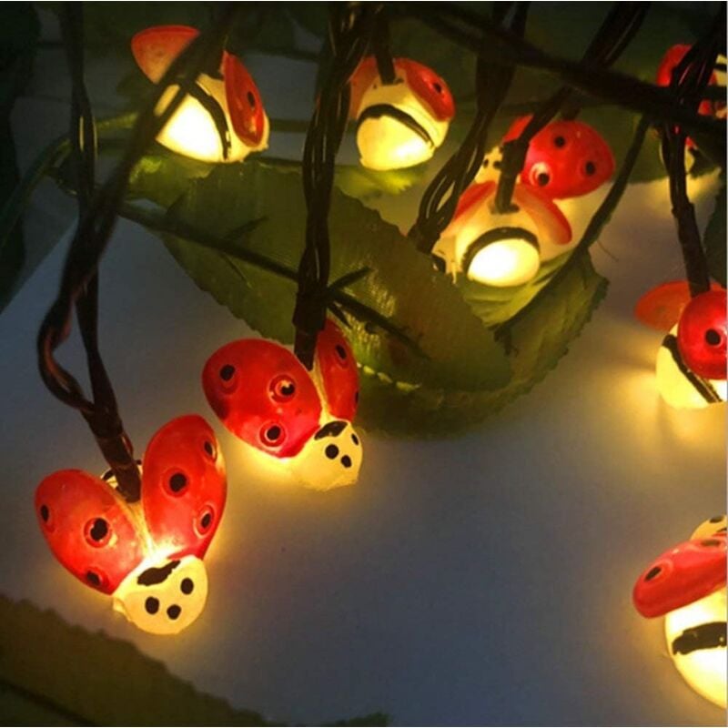 Solar-Lichterkette für den Außenbereich, Solar-Marienkäfer-Lichterkette, 6,5 m, 30 LEDs, wasserdichte Insekten-Solarlichter für Garten, Weihnachten,