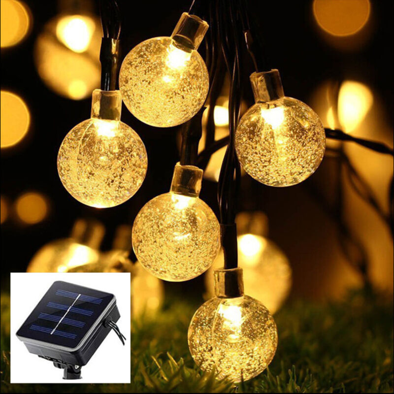 Solar-Lichterkette für draußen – 12 m, 100 LEDs, Solar-Lichterkette für draußen, wasserdicht, IP65, 8 Modi, Solar- und USB-Lichterkette für Garten,