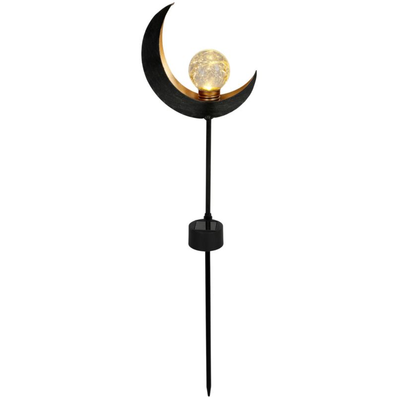 Buri - Solar Metall-Gartenstecker 58,5cm led Glaskugel Gartendeko Mond Tropfen Flamme - Mond