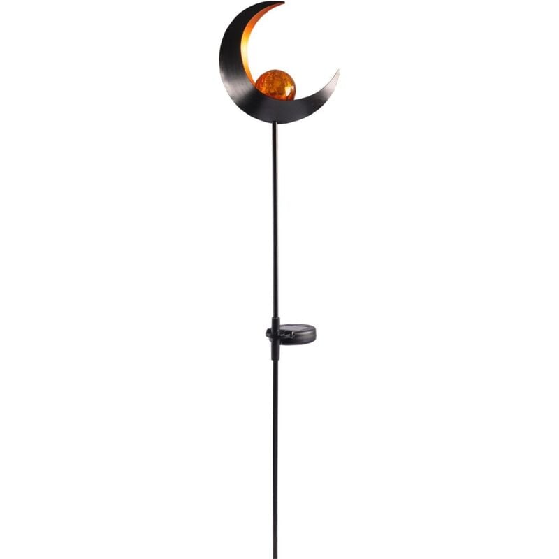 Buri - Solar Metall-Gartenstecker 95cm led Glaskugel Gartendeko Mond Tropfen Flamme top - Mond