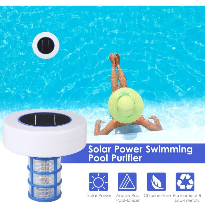 Solar-Pool-Ionisator, solarbetriebener Pool-Ionisator-Reiniger, Reinigungsgerät für Pool-Spa-Brunnen, abs + Stahldraht