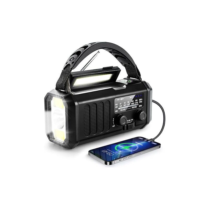 Solar Radio, Kurbel Not NOAA/AM/FM Wetter Radio, USB Typ-C Aufladung, Dynamo Polymer Batterie, Fackel betrieben LED Leselicht, SOS Alarm, Kompass für