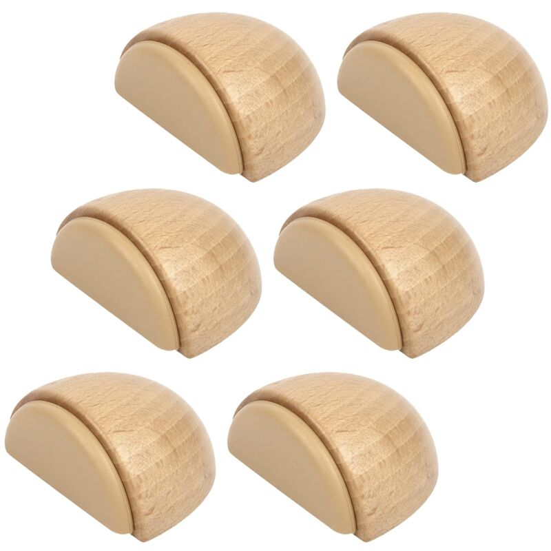 Ersandy - 6er-Set Türstopper - Selbstklebender Türstopper aus Holz für Böden und Parkett - Selbstklebender Türstopper - Türstopper (Buche natur)