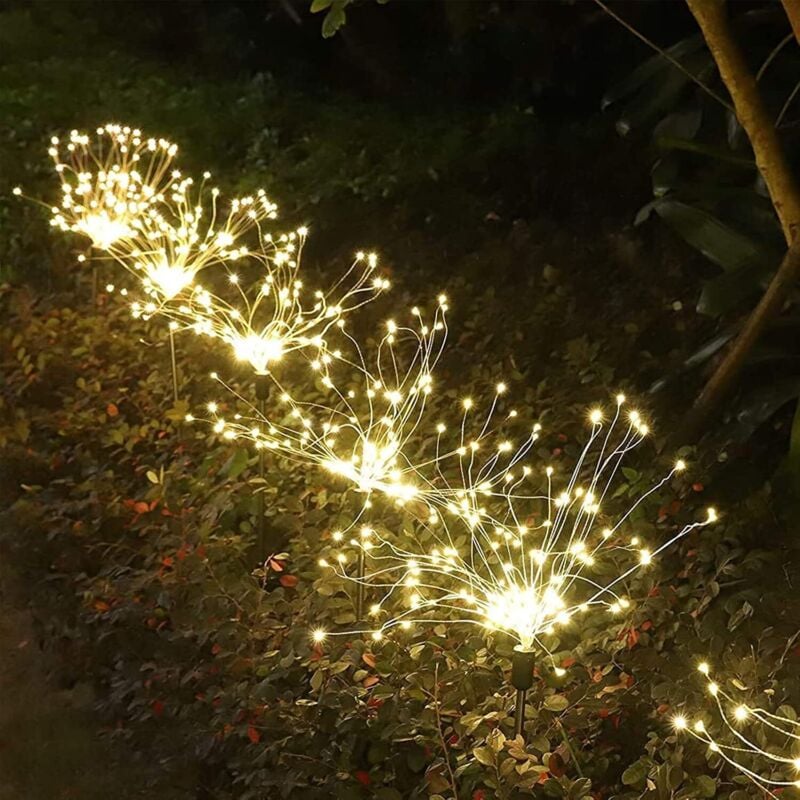 Solar-Starburst-Lichterkette, 120 LEDs, 35 Kupferdrähte, Landschaftslicht, DIY-Blumen, Feuerwerk-Dekoration für den Außenbereich, Garten, Haus,