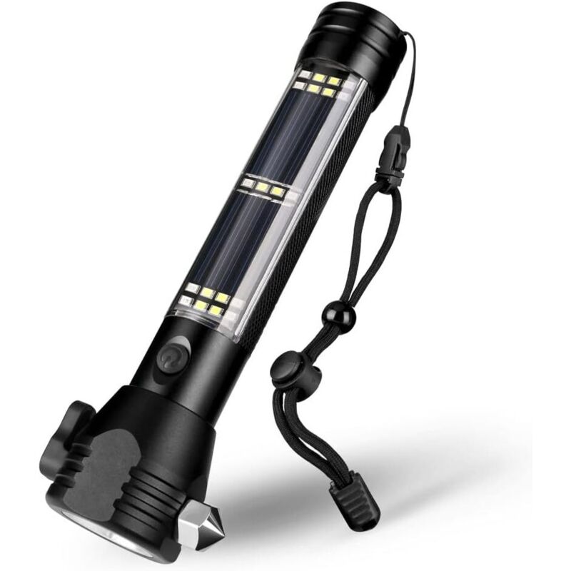 Solar-Taschenlampe, Auto-Taschenlampe, 268 Lumen, LED-COB-Licht, wiederaufladbar über USB, taktische Multifunktions-Taschenlampe, Notfallwerkzeug mit
