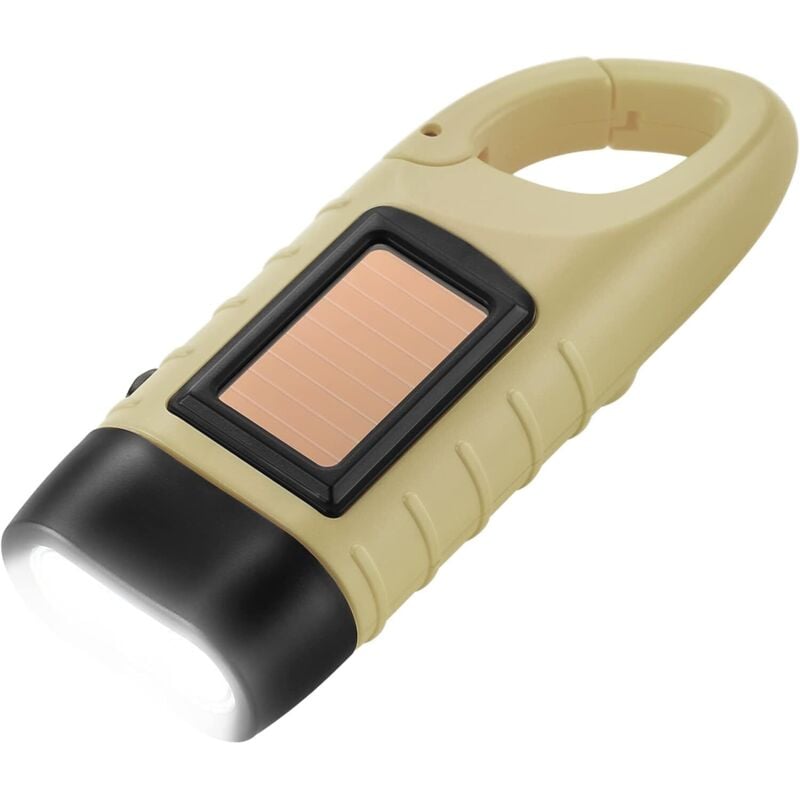 Solar-Taschenlampe, Solar-LED-Taschenlampe und wiederaufladbare Handkurbel-Taschenlampe für Outdoor-Aktivitäten, Notfalllampe – Khaki