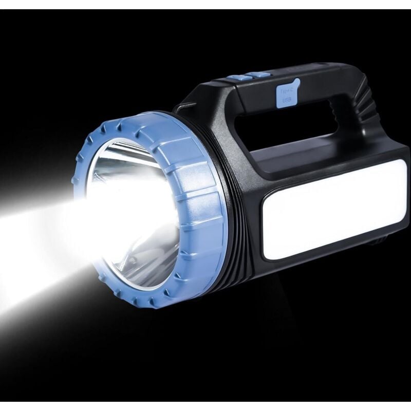 Solar-Taschenlampe – solarbetriebene Taschenlampe Tragbare LED-Taschenlampe mit 2400 mAh Lithium-Akku, starker Solarstrahl, wasserdichte und helle