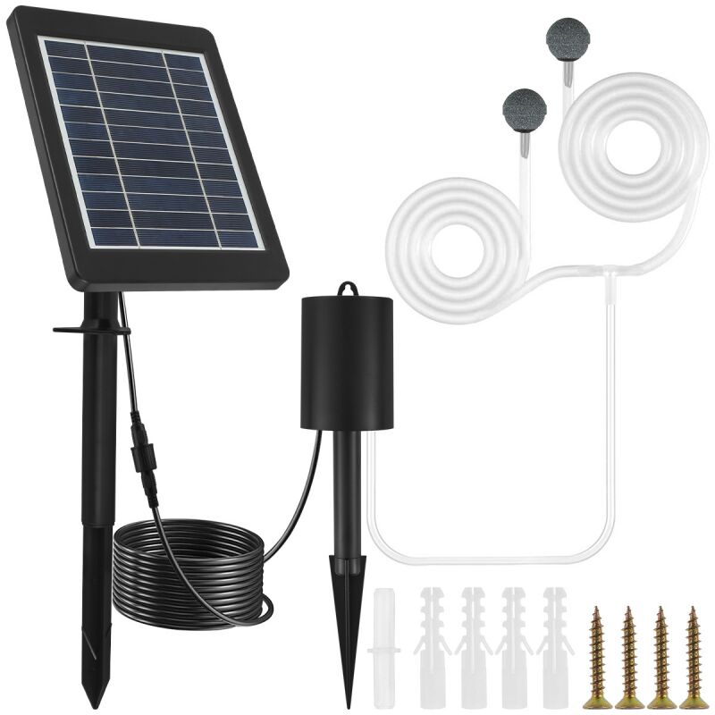 Solar-Teichpumpe, 3 w Solar-Teichpumpe, 3 Modi, Teich-Luftpumpe mit Sauerstoffschlauch und 2 Luftsteinen