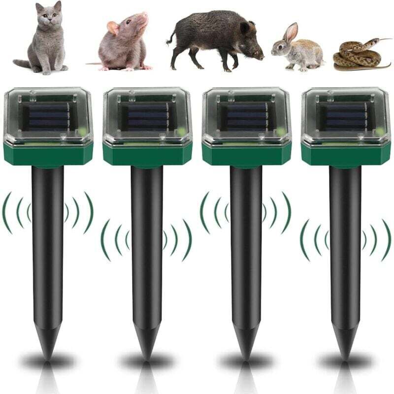 Solar-Ultraschall-Maulwurfabwehr, 4 Stück Solar-Ultraschall-Maulwurfabwehr, Solar-Maulwurfabwehr, Ultraschall-Schlangenabwehr, IP65 wasserdichter