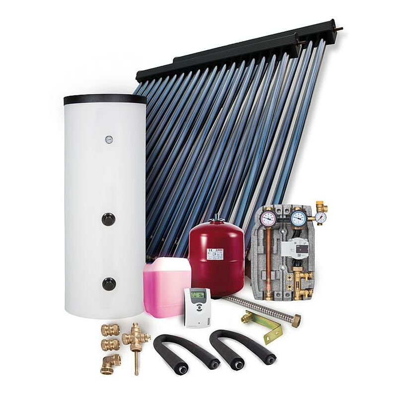 Solaranlage Paket HP30 9,78m² Vakuumröhrenkollektor Frischwasserspeicher 400l