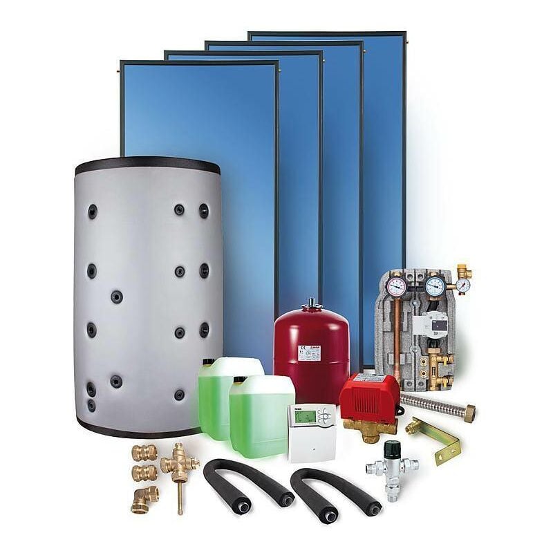 Solaranlage Paket SX2.51 10,04m² Flachkollektor Frischwasserspeicher 800l Heizung