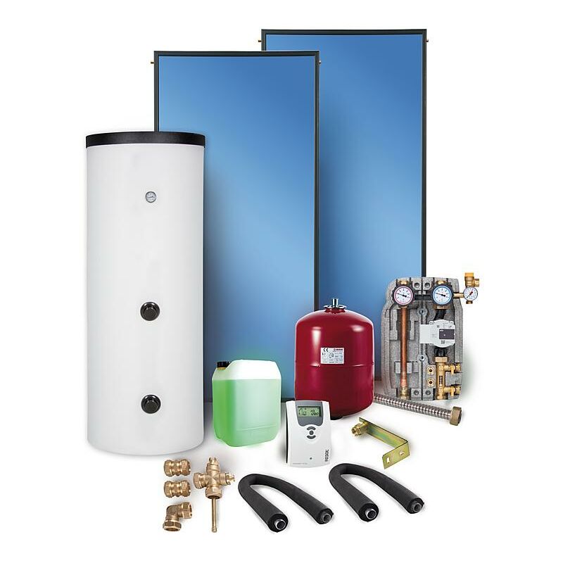 Sunex - Solaranlage Paket Warmwasser Flachkollektoren 10,04m² Solarspeicher 500 l Solar