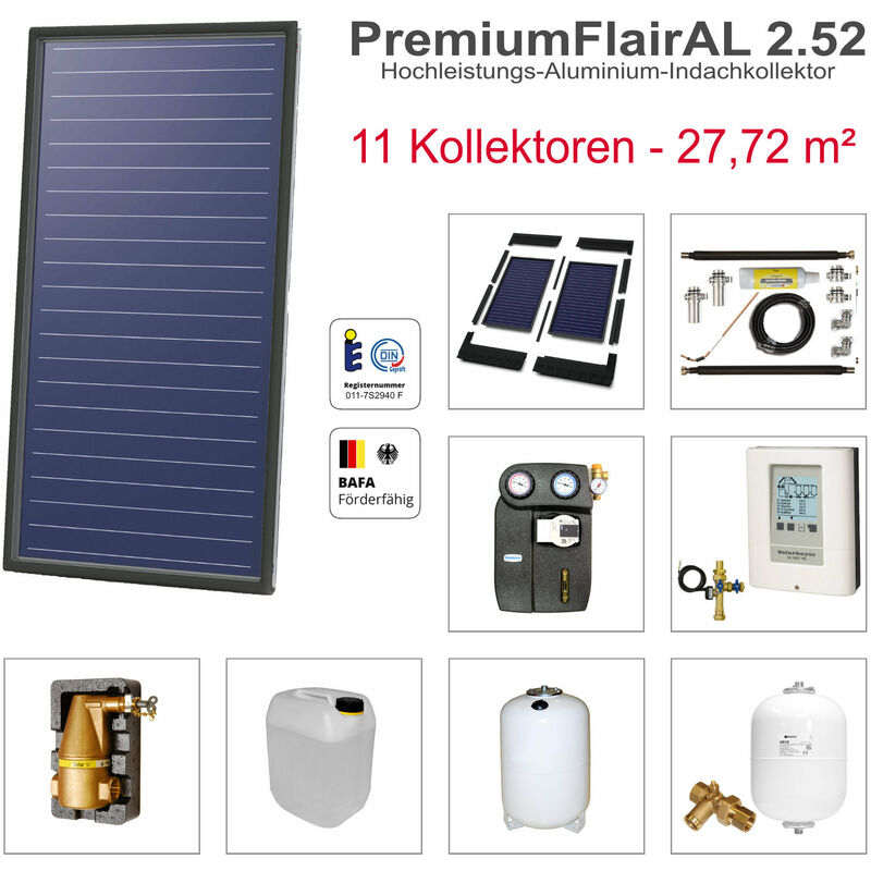 Solarbayer ® - Solarbayer PremiumFlairAL Indach-Solarpaket 11 Bruttofläche 27,72 m² Solaranlage