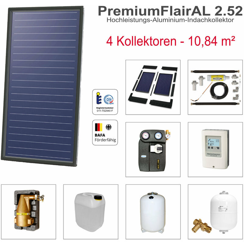Solarbayer ® - Solarbayer PremiumFlairAL Indach-Solarpaket 4 Bruttofläche 10,08 m² Solaranlage