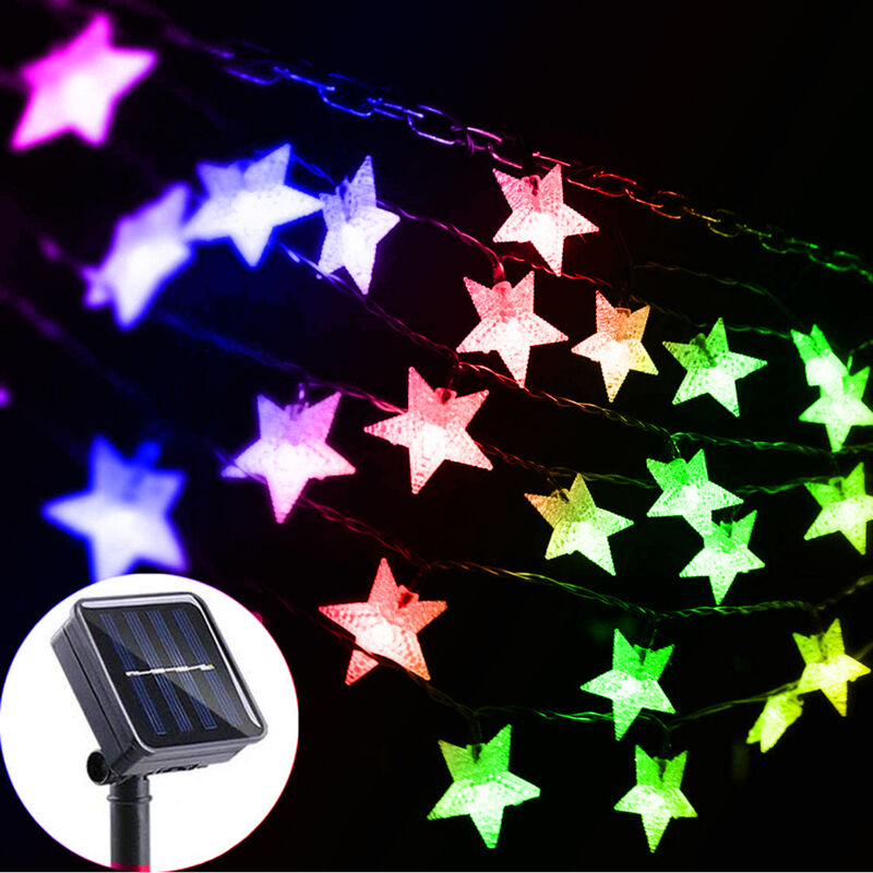 Solarbetriebene Sternenlichterkette für den Garten – Funkelnde Lichterkette mit Solarenergie für Terrasse, Rasen und als Weihnachtsdekoration