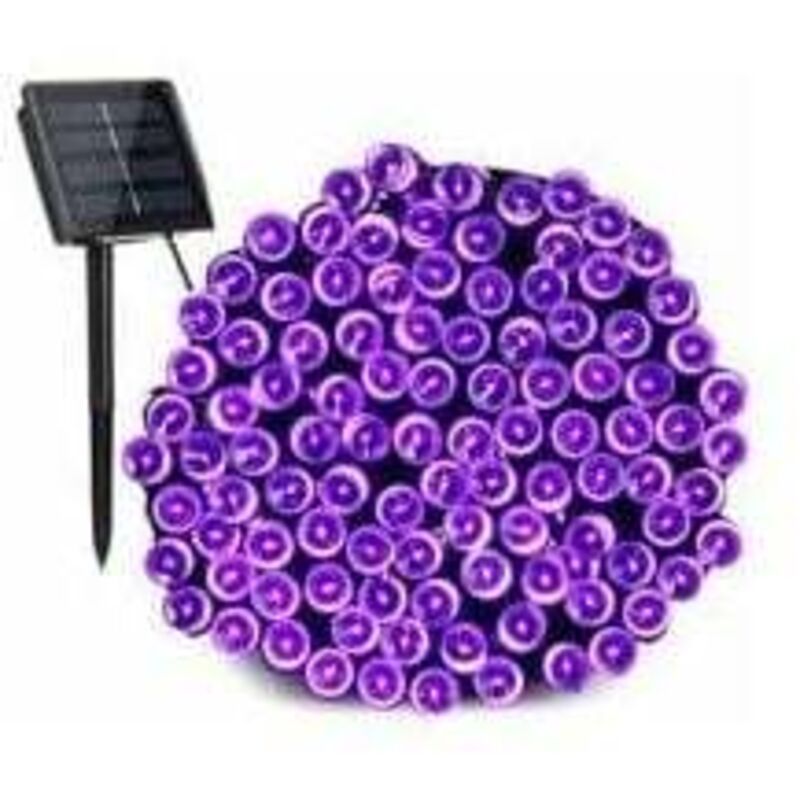 Lila Solar-Weihnachtsbeleuchtung, 22 m, 200 LEDs, wasserdicht. Dekoration für Außenbereiche, Gärten, Terrassen und Weihnachtsbäume.