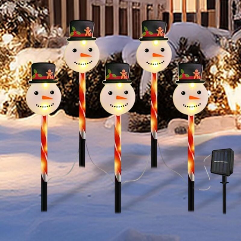 Solarbetriebene Weihnachtsbeleuchtung für den Außenbereich, Weihnachtsschneemann, Gartenstecker, solarbetriebene Weihnachtsbeleuchtung für die