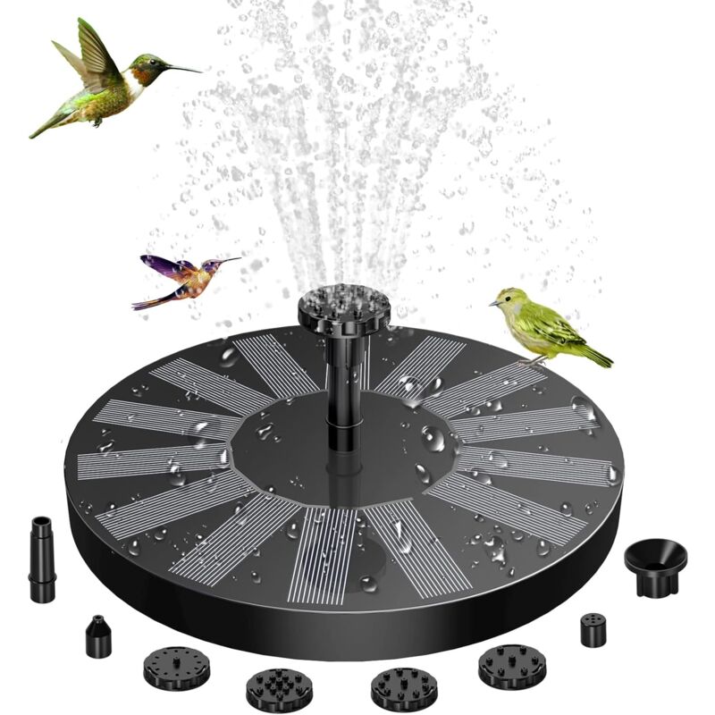 Solarbrunnen für den Außenbereich, schwimmende Solar-Teichpumpe mit 6 Düsen für Vogelbad, Teich, Schwimmbad, Terrasse, Gartendekoration