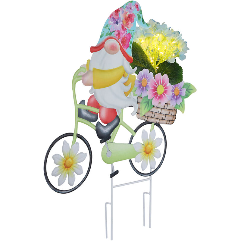 Globo Lighting - Solarleuchte Zwerg Gartendeko Solar Steckleuchte Außenleuchte Blumen, Metall bunt, 20x led warmweiß, LxBxH 52,5x15x44 cm